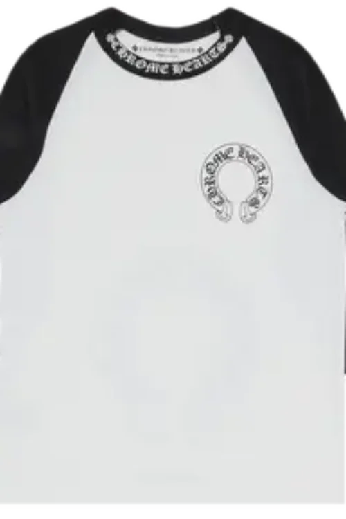 Chrome Hearts Horseshoe Neck Logo 3/4 Shirt ‘Black/White’