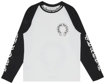 Chrome Hearts Horseshoe Neck Logo 3/4 Shirt ‘Black/White’
